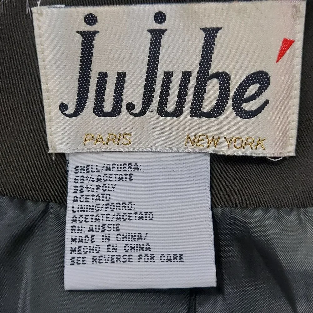 Vintage Ju Ju be Army Green 2 piece skirt suit with faux fur collar - Picture 11 of 14